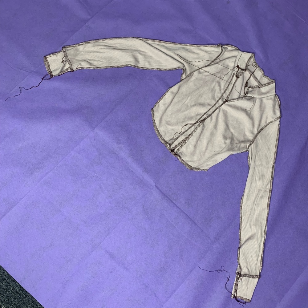Small cream/brown long sleeve crop top